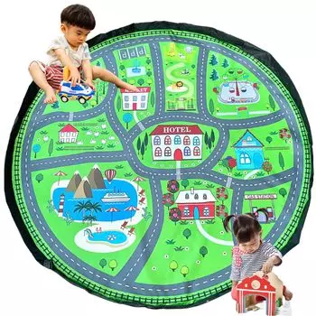 от Kindergarten TheMUSE Playmat Ящик для игрушек Сумка для хранения игрушек Узор дороги Диаметр 140 см Коврик для бассейна Легко чистить [Под присмотром учителя] (CITYHIGH)