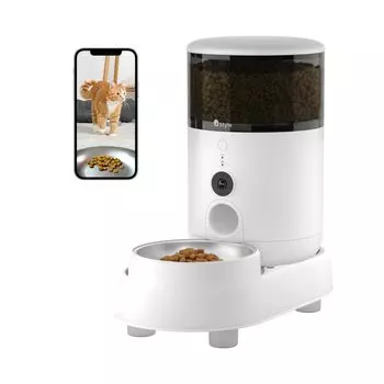 от корма для домашних животных Mogumogu Watcher Автоматическая кормушка Регулировка высоты для кошек Маленькие и средние собаки Камера для домашних животных Распознавание остатков корма Расписание Таймер Пульт дистанционного управления
