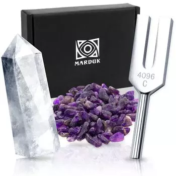 от MARDUK Настройщик камертона 4096 Гц Кристалл Сазаре Карта Таро Оракул Карта Очищения Набор [Рекомендуемые целители] аметист