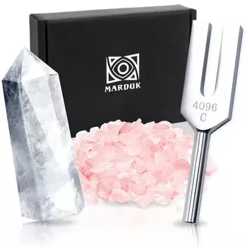 от MARDUK Настройщик камертона 4096 Гц Кристалл Сазаре Карта Таро Оракул Карта Очищения Набор [Рекомендуемые целители] розовый кварц