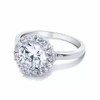 от Новое кольцо для женщин Halo Platinum Processed Silver 925 Обручальное кольцо Обручальное кольцо Подарок для женщин [Подарок Йорк] 1.25ct