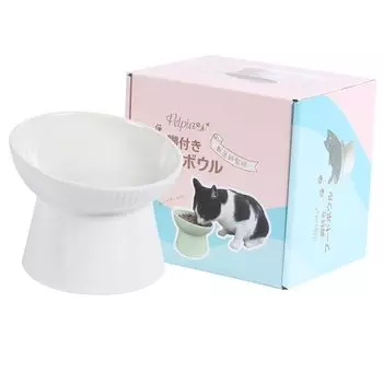 от Petpia Cat Rice Food Bowl с 15 градусами, предотвращает плевки [под наблюдением ветеринара] Тарелка, Столовая посуда, Тарелка, Кормушка, Ножки, Фарфор, 200 мл,