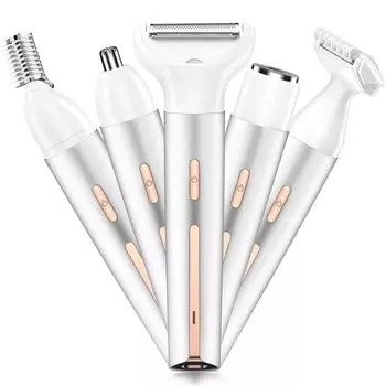 от салона по удалению волос новая бритва vio бритва для женщин 5 в 1 функция 180 минут непрерывного использования электробритва для стрижки волос в носу бритва для бровей тело серебряный