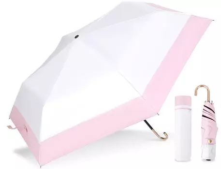 от УФ Ультра Полностью Складной Подходит для Солнца и Розовый x [Под наблюдением дерматолога] 100% Защита, Легкий, Компактный, Блокирующий свет, Зонт, Двухцветный,