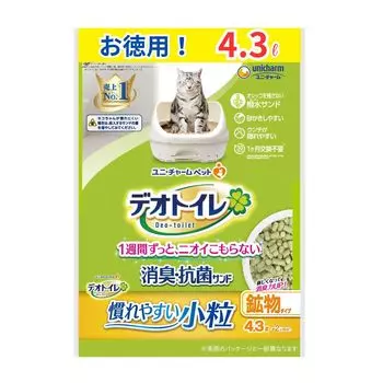 от запаха бактерий Deo Toilet Sand Small Grain System Туалет для кошек [99,9% ингибирование] Дезодорант/Антибактериальный 4,3 л [Кошачий наполнитель]