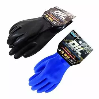 Otafuku Gloves PVC Oil Resistant Gloves Black L [Front PVC, Back 100% Cotton] A-207