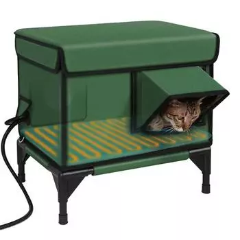 Отапливаемый домик для кошек, открытый, большой, защищенный от непогоды, зимний утепленный домик для кошек с дверью для побега, водонепроницаемый, теплый дом для диких бродячих кошек и кроликов