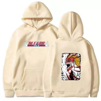 Отбеленная популярная толстовка в стиле Харадзюку в стиле аниме, манга, хип-хоп, мужская толстовка, готический крутой пуловер Ичиго Куросаки S чёрный