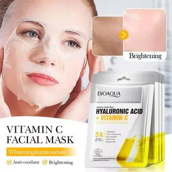 Отбеливающая и увлажняющая маска с гиалуроновой кислотой и витамином С увлажняет и питает кожу. vitaminC 5g*5pcs