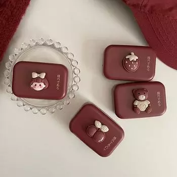 Отбеливающая винно-красная трехмерная кукла-девочка ~ Ins Style Beauty Контактная линза Коробка-компаньон Контактная Kens Box