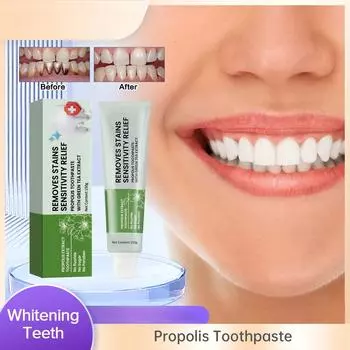 Отбеливающая зубная паста с прополисом, очищающая желтые пятна на зубах, удаление зубного камня, удаление запаха изо рта, против кариеса, освежение дыхания, уход за деснами 1pc