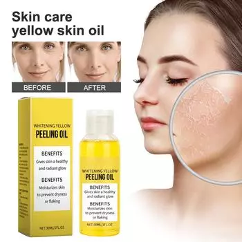 Отбеливающее желтое масло для пилинга Масло для кожи Отбеливающее масло для тела Питательное и осветляющее масло для ухода за кожей Улучшает однородность тона кожи Отшелушивающее средство 30 мл жёлтый