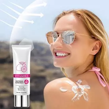 Отбеливающий солнцезащитный крем для лица SPF50+ от производителя-источника Лучше, чем корейский солнцезащитный крем PA++++ Для всех типов кожи Уход за лицом, Блокировка УФ-лучей(40г) розовый