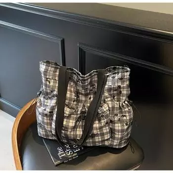 Отдел цветочный милый холщовый мешок нишевый дизайн большая вместимость сумка-тоут сумка для поездок на работу сумка на плечо под мышку чёрный