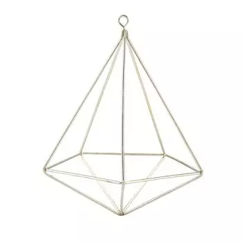 Отдельно стоящая подвесная геометрическая подставка для растений, вешалка для цветов, декор из мха и папоротника (Имитированное золото)