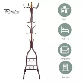 Отдельно стоящая вешалка для одежды, простая установка, органайзер для прихожей, прочная металлическая вешалка для одежды с несколькими крючками вино красного