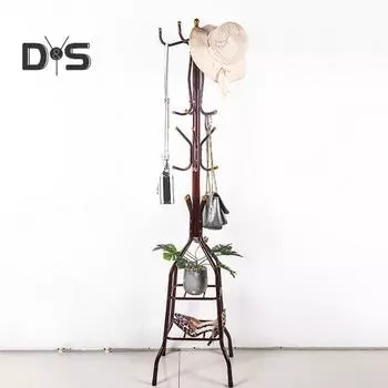 Отдельно стоящая вешалка для одежды, простая установка, органайзер для прихожей, прочная металлическая вешалка для одежды с несколькими крючками вино красного