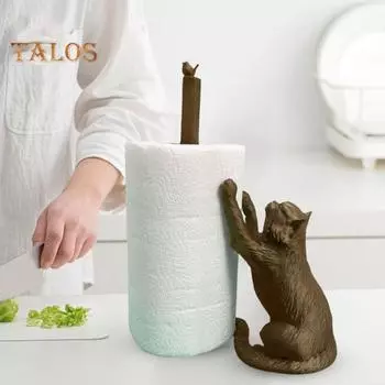 Отдельно стоящий держатель для бумажных полотенец в виде кота, прочная конструкция, держатель для бумажных полотенец на кухонной столешнице, забавный органайзер для бумаги в виде кота коричневый