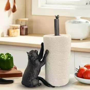 Отдельно стоящий держатель для бумажных полотенец в виде кота, прочная конструкция, держатель для бумажных полотенец на кухонной столешнице, забавный органайзер для бумаги в виде кота жёлтый