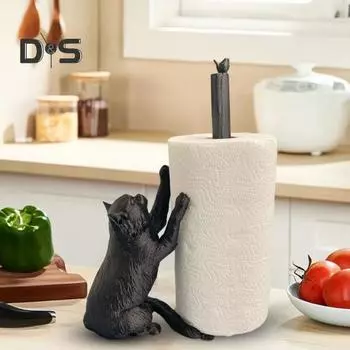 Отдельно стоящий держатель для бумажных полотенец в виде кота, прочная конструкция, держатель для бумажных полотенец на кухонной столешнице, забавный органайзер для бумаги в виде кота серебряный серый