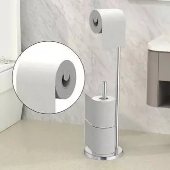 Отдельно стоящий держатель для туалетной бумаги с нескользящей устойчивой основой, простая сборка, большой емкости, рулон для ванной комнаты серебряный