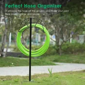 Отдельностоящий сверхмощный держатель садового шланга Вешалка для водяного шланга Катушка для шланга Наружная съемная металлическая подставка для шланга Полка для шланга Садовый газон Двор Хранение шланга C