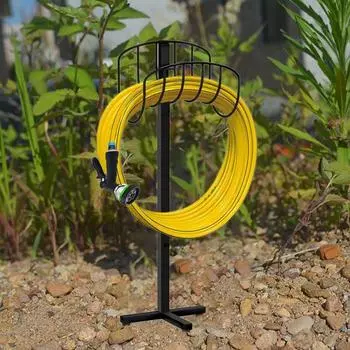 Отдельностоящий сверхмощный держатель садового шланга Вешалка для водяного шланга Катушка для шланга Наружная съемная металлическая подставка для шланга Полка для шланга Садовый газон Двор Хранение шланга C