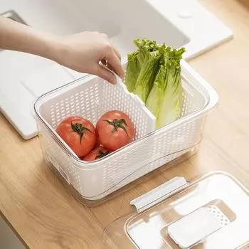 Отдельный холодильник, контейнер для хранения продуктов, дренаж, контейнеры для хранения свежих продуктов с крышкой, ПЭТ-уплотнитель для овощей, фруктов, мяса, кухонный органайзер