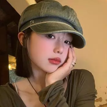Отдел старых потертых джинсовых беретов, женская весенне-осенняя универсальная шляпа с большой окружностью головы, показывающая лицо, маленькая шляпа M56-58cm