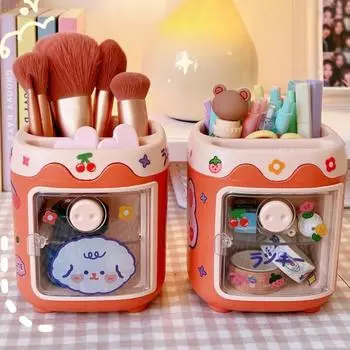 Отделение для держателя ручек, очаровательный пластиковый настольный разделенный держатель для кистей для макияжа, бытовые принадлежности A