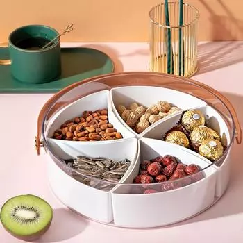 Отделение для фруктовой тарелки с прозрачной ручкой-крышкой Большая вместимость Легко чистящийся контейнер для хранения закусок D
