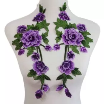 Отделка чонсама Шитье Цветочные Цветы Розы Одежда Аксессуары Нашивки Аппликации Вышивка pink-left