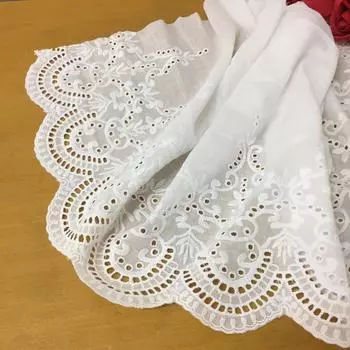 Отделка из хлопкового кружева с вышивкой для проектов своими руками - ширина 33 см, идеально подходит для юбок и рукавов белый