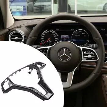 Отделка рулевого колеса Аксессуары для салона автомобиля Простая установка Стильная рамка панели Black Carbon Fiber