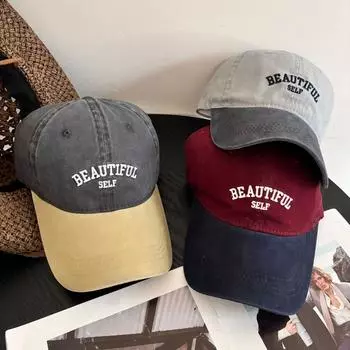 Отдых на природе универсальный студенческий кепка с вышитыми буквами, солнцезащитный козырек, новый ретро-кепка для детей M56-58cm темно-серого