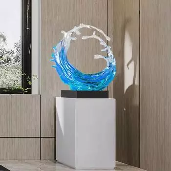 Отель Лобби Стойка регистрации Скульптуры Гостиная Благословение Смола Домашний декор Водная система Прозрачные цветные статуи Украшения для дома синий
