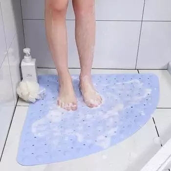 Отель Однотонный Простой Домашний Коврик Для Ванной Комнаты Гидрофобный Коврик Для Ванной Комнаты Веерообразный Нескользящий Коврик Для Душа Массажный Коврик Для Ног 54x54cm розовый