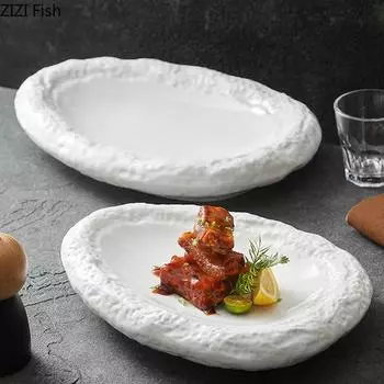 Отель Ресторан Специализация Молекулярная кухня Стейк Тарелка Креативная белая керамическая тарелка для еды Десертная тарелка Домашняя белая посуда