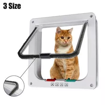 Откидная дверь для собак и кошек, АБС-пластик, защитные ворота для кошек и щенков с 4-сторонним замком, защитная откидная дверь, умная дверь для домашних животных для собак, кошек, котят M and White