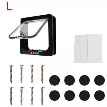 Откидная дверь для собак и кошек, товары для маленьких домашних животных с 4-сторонним замком, защитная откидная дверь, защитные ворота для кошек и щенков, АБС-пластик для собак, кошек, котят L and Black