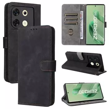 Откидная крышка для Infinix Zero 30 (5G) Чехол для телефона из искусственной кожи, полная защита корпуса, противоударный, с [блокировкой RFID] for Infinix Zero 30 5G чёрный
