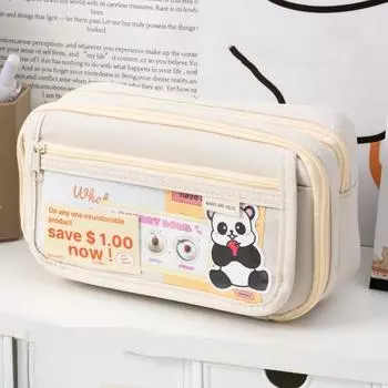 Откидная крышка, сумка-карандаш, чехол для ручки, прозрачный передний карман с несколькими карманами из ткани Оксфорд, чехол для хранения канцелярских принадлежностей