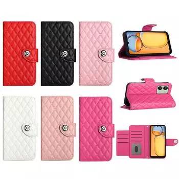 Откидная подставка, складной кошелек, слот для карт, противоударный, клетчатый, кожаный чехол для телефона Xiaomi Redmi Series Redmi 13C, Xiaomi 13T, Redmi Note 12... Redmi 13C белый