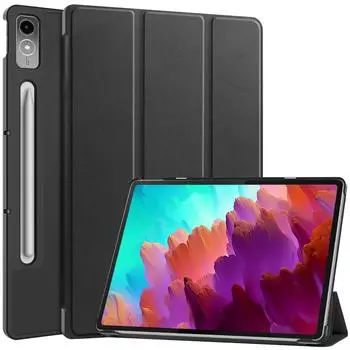 Откидной кожаный чехол для Lenovo Tab P12 Xiaoxin Pad Pro 12,7 дюймов 2023 TB-371FC Ультратонкий PU тройной складной магнитный умный чехол с подставкой Tab P12 красный