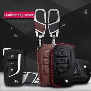 Откидной кожаный чехол с 3 кнопками для Toyota Corolla Hilux Avensis Prado Fortuner RAV4 Защитный чехол 3 Button-Leather красный