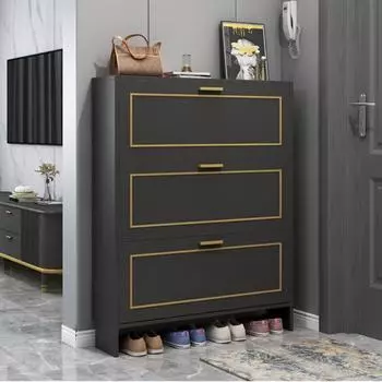 Откидной шкаф для обуви, легкий, ультратонкий, для дома, полка для обуви, большая емкость для хранения, пыленепроницаемый, простой, современный, для прихожей, полки для обуви чёрный