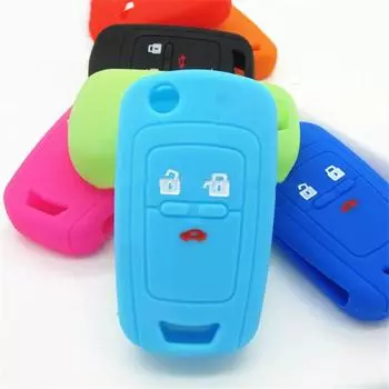 Откидной силиконовый чехол для ключей автомобиля для Chevrolet Cruze AVEO SAIL TRAX MALIBU CAPTIVA 3 кнопки Silicone Key Cover серый