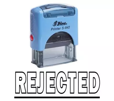 ОТКЛОНЕН Самокопирующийся резиновый штамп на заказ Блестящий офисный стационарный штамп Impression Area 14 mm x 38 mm чёрный