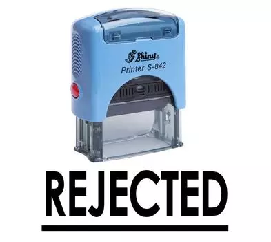 ОТКЛОНЕН Самокопирующийся резиновый штамп Офисная стационарная индивидуальная блестящая печать Impression Area 14 mm x 38 mm красный