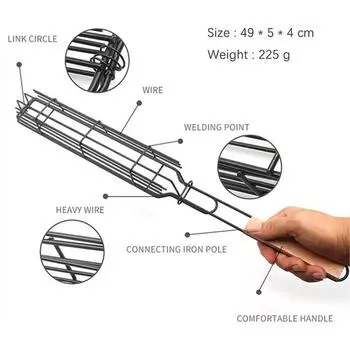 Открытая деревянная ручка для барбекю, клетка для кемпинга, мяса и овощей, сетка для барбекю, стойка для пикника, инструменты для барбекю
